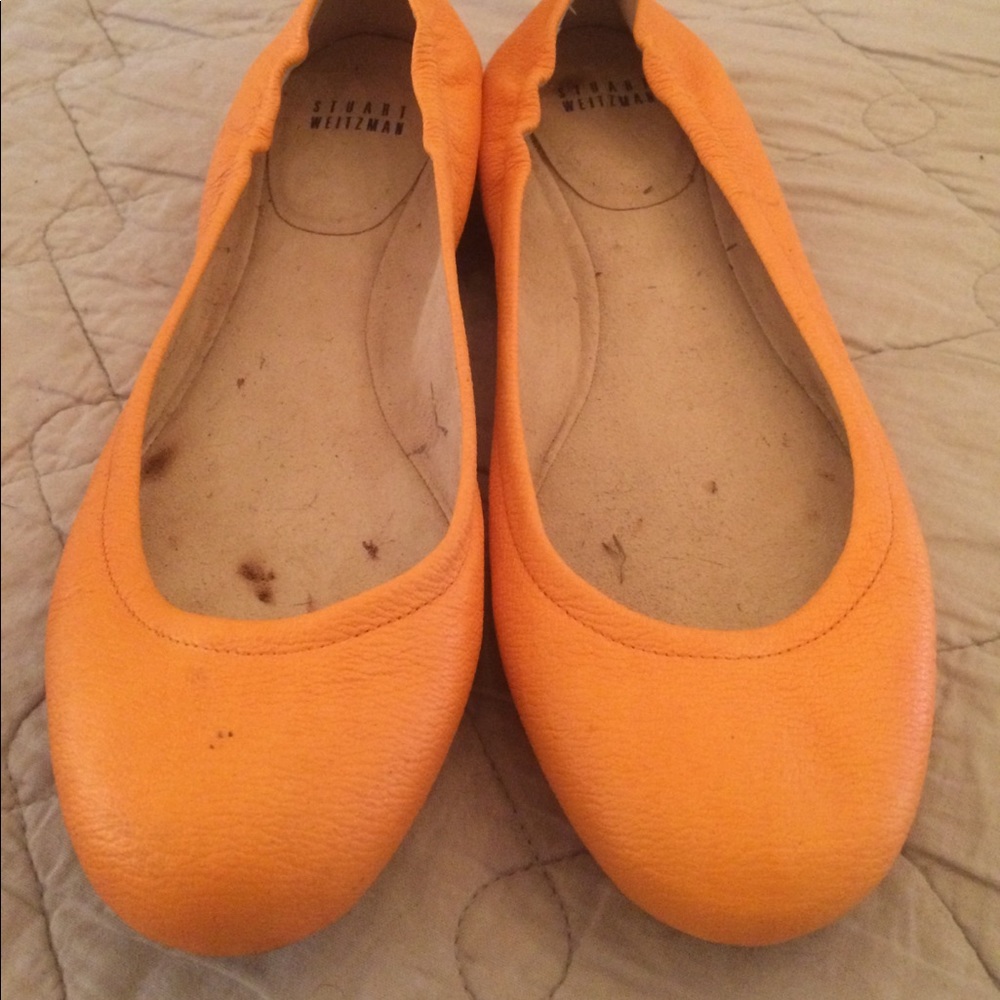 Stuart weitzman leather ballet flats 9 orange